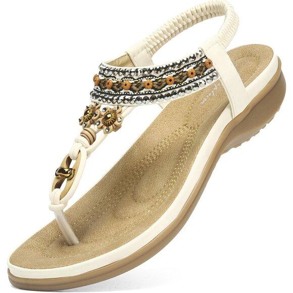 👑Women's White Open Toe Elegant Walking Bohemian Elastic Slingback Sandal